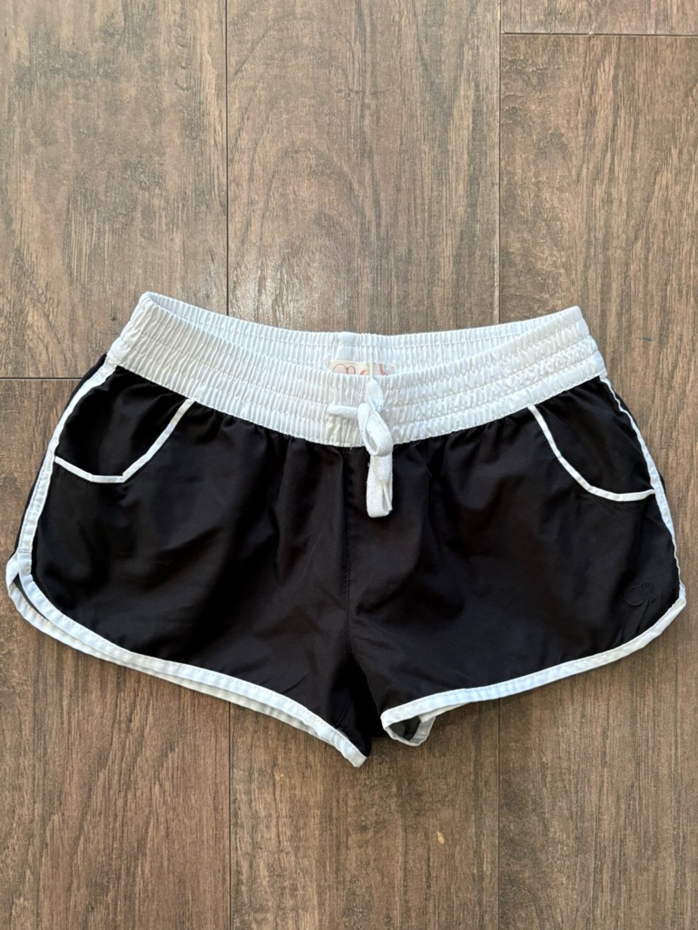 Vintage OP Black Athletic Shorts with White Trim